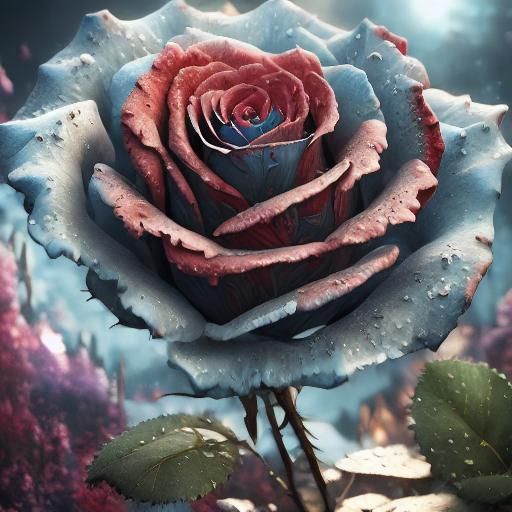 <lora:Epic roses:1.0> A black  rose,  featuring lumine4cent ...