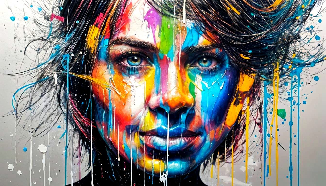 Fragmented Glass Portrait Reflecting Digital Emotions