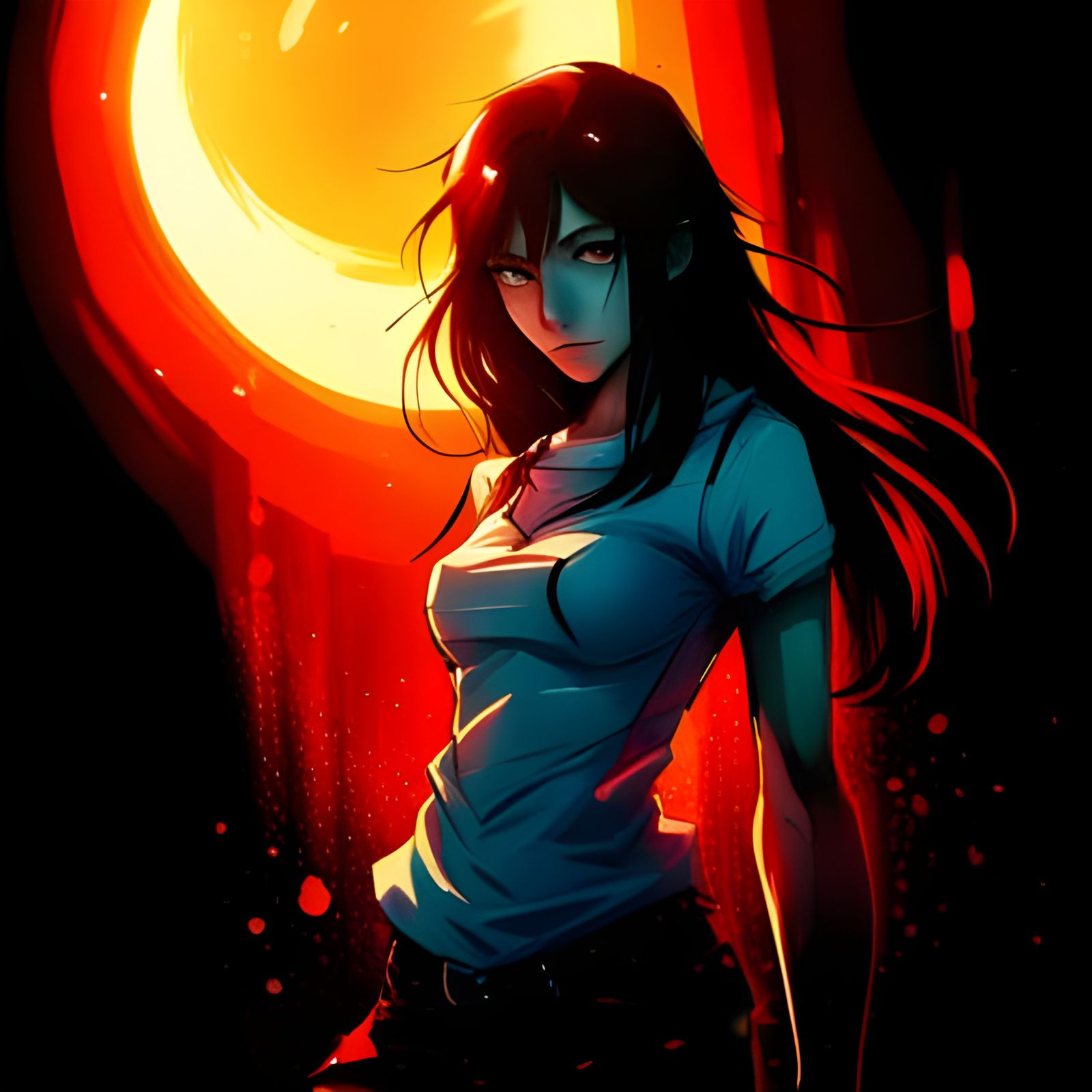 Beautiful Werewolf Girl in Punk Manhwa Style