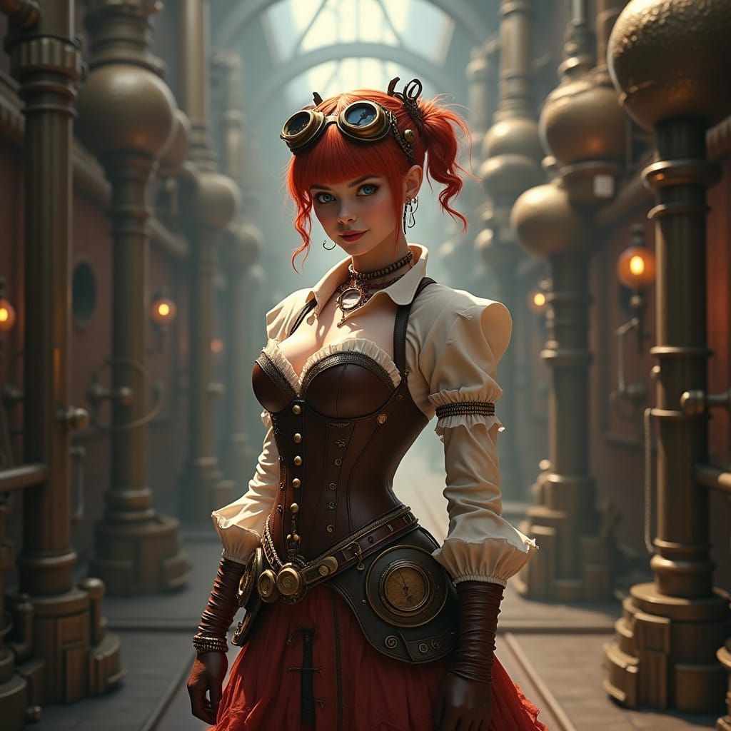 Steampunk Emma Stone in Intricate, Industrial-Era Inspired S...