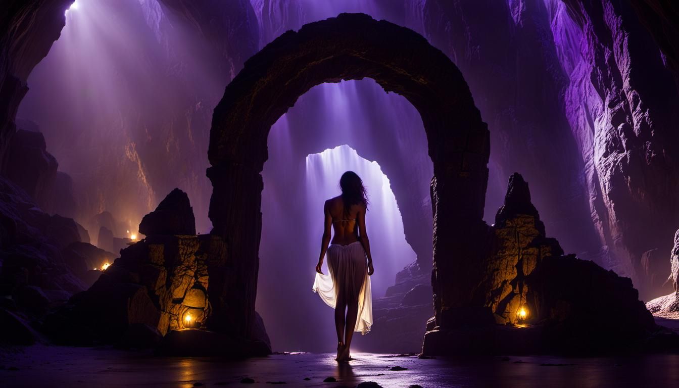 Mysterious Cavern Archway with Woman