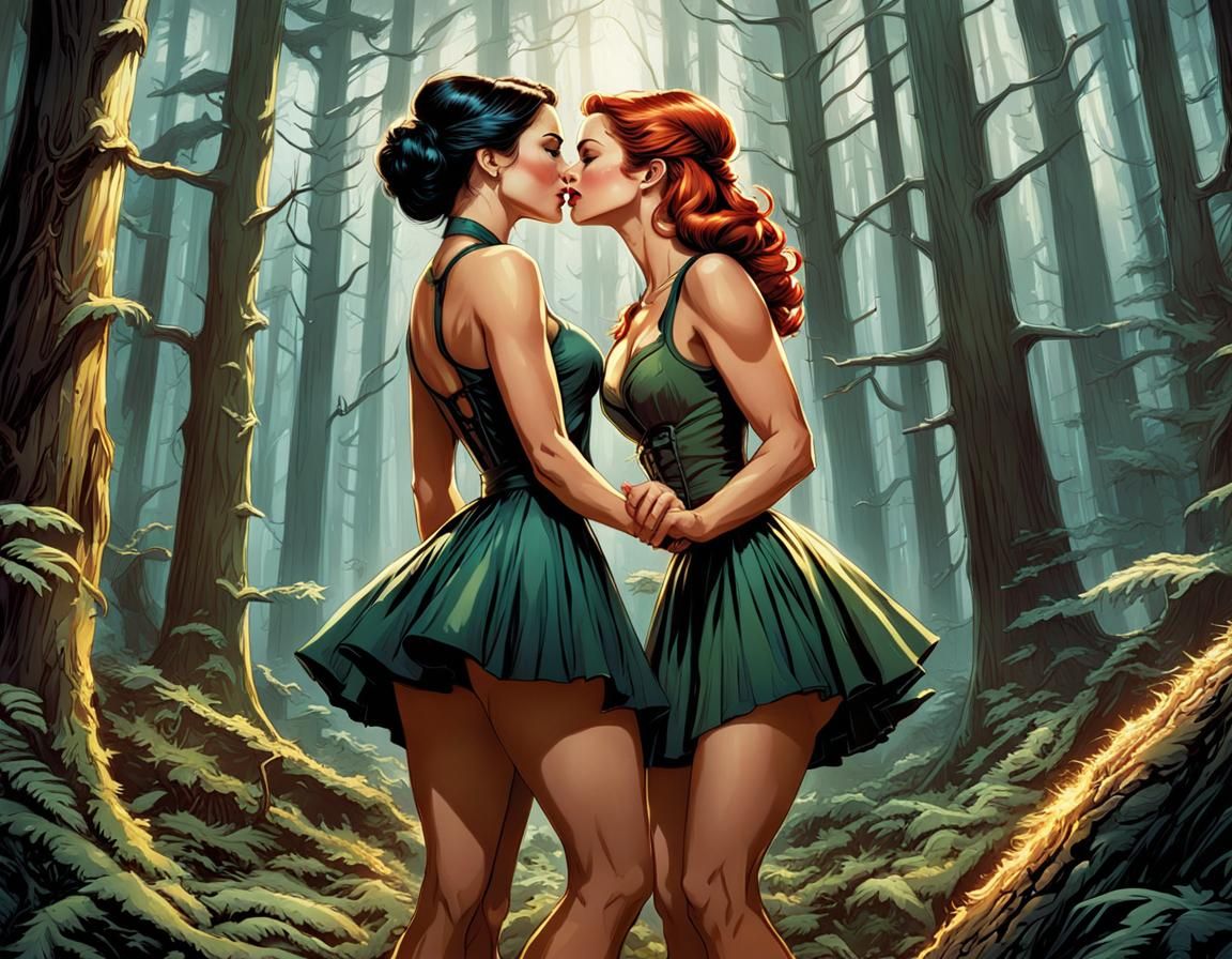 Forest Kiss: Comic Book Art Movie Poster