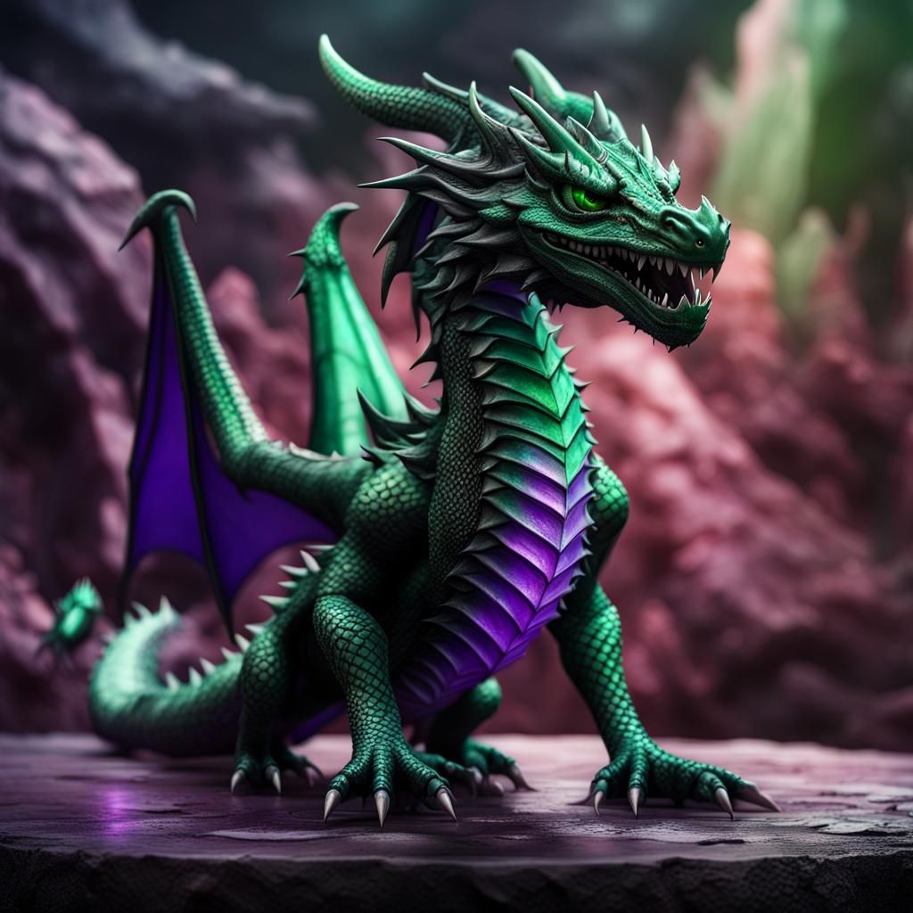 Emerald Dragon with Accusing Eyes in 3D Render