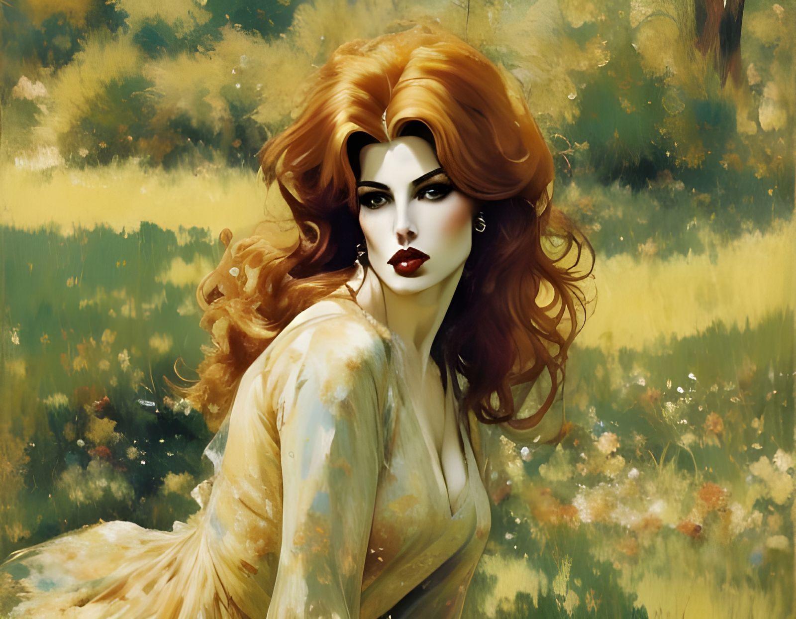 Raquel Welch in Soft Impressionist Summer Bloom