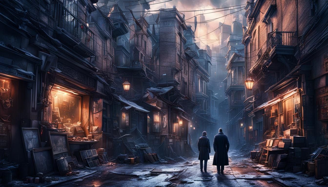 Secret Alleyway Meeting: Dramatic Digital Matte Painting