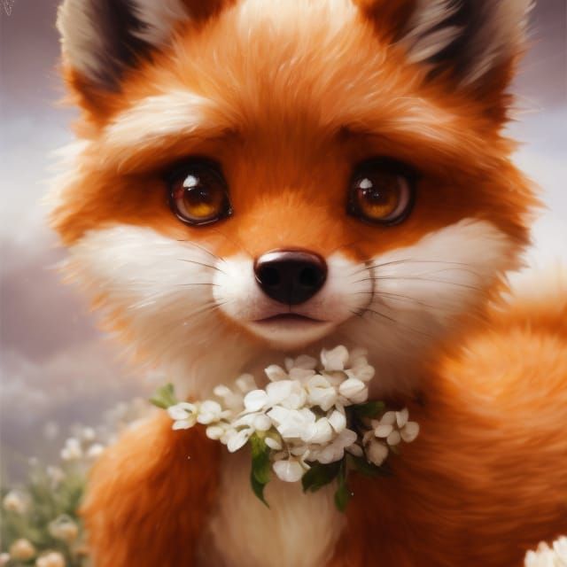 Adorable Yarn Fox in Studio Ghibli Style