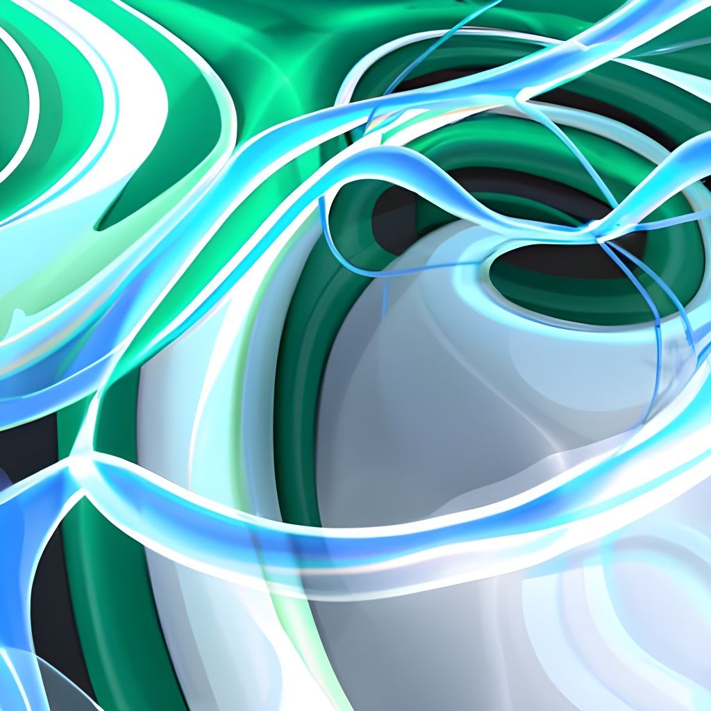 Abstract Swirls in Blue and Green, Mondrian Style