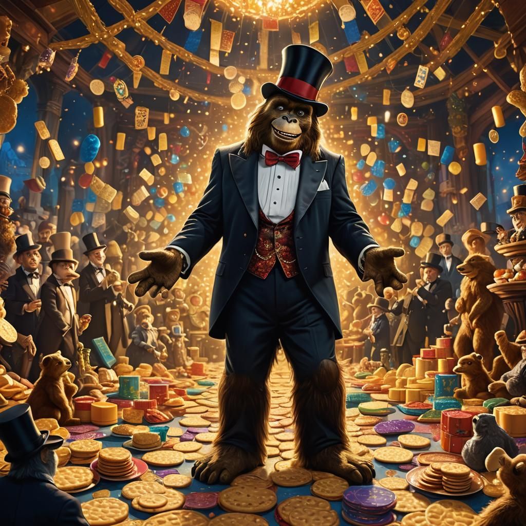Big Foot in Tuxedo with Cheese, Fantasy Art