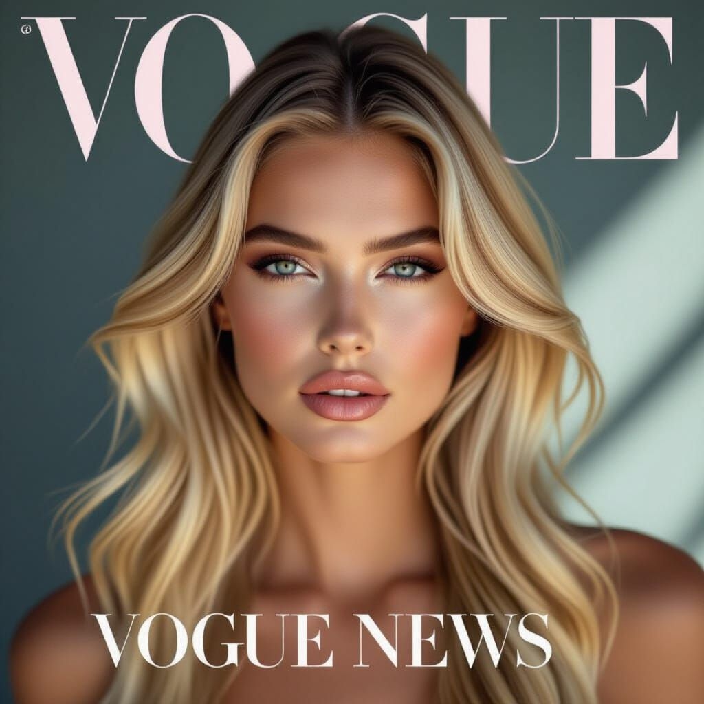Vogue Cover: Young Blonde Woman with Dramatic Makeup