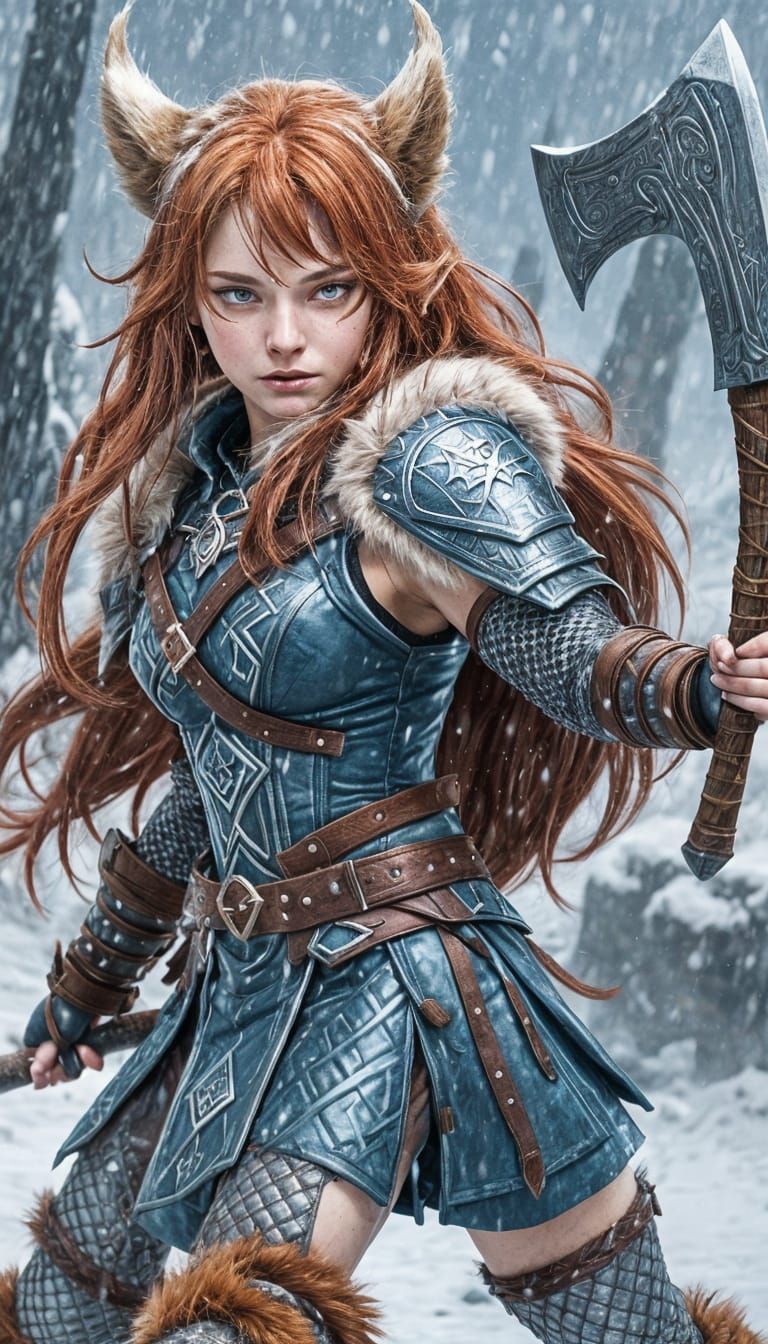 Norse Warrior Witch: Fierce Female Superhero in Viking Armor
