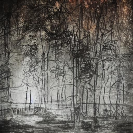 Surreal War Embrace in Moody Baroque Style