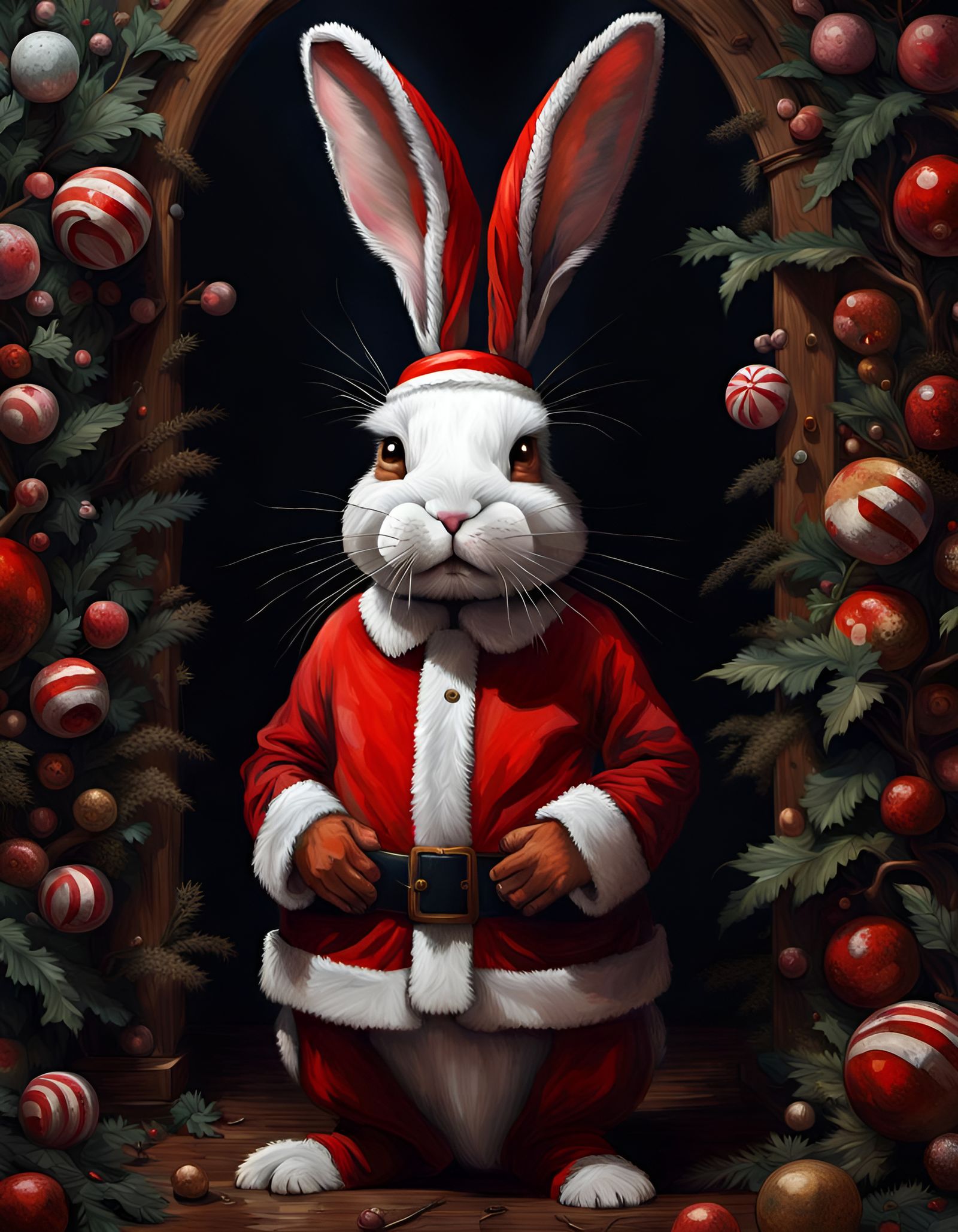 Santa Bunny in Surreal Digital Painting