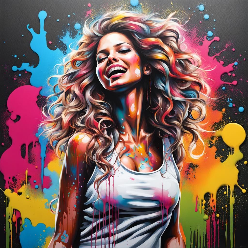 Colorful Graffiti Art of a Dancing Queen