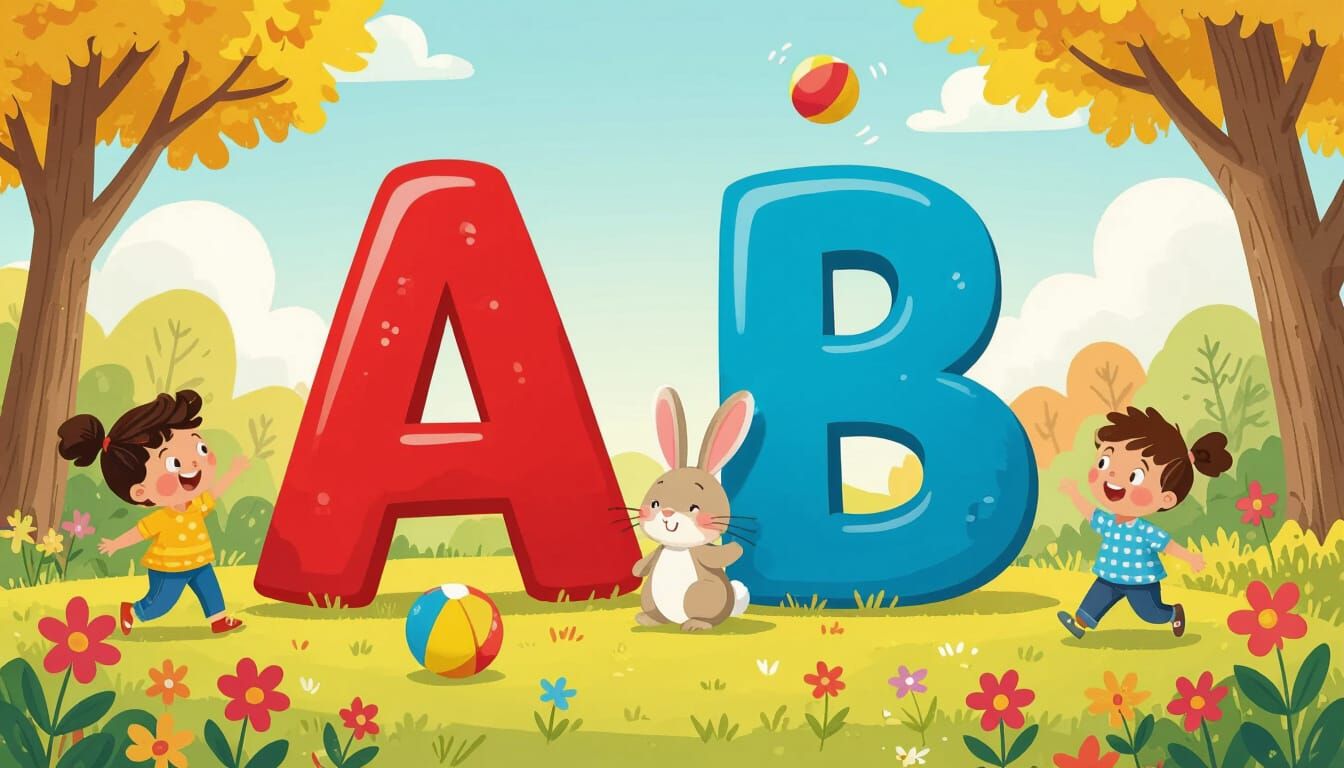 Letters A and B in Whimsical Illustration Style