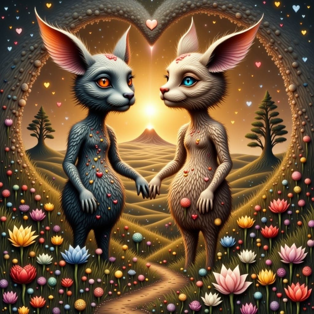 Whimsical Flora Creatures on Dreamlike Island