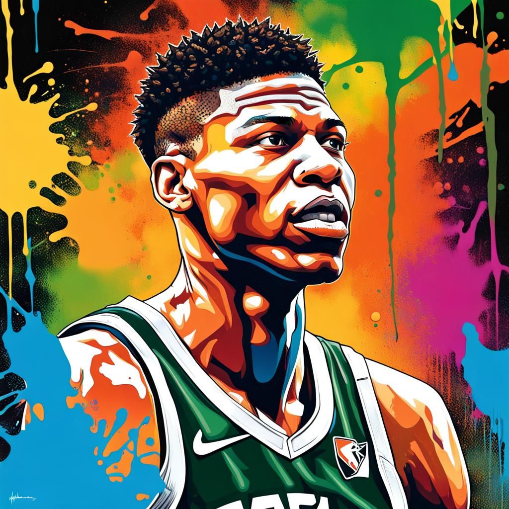 Giannis Antetokounmpo Graffiti Art Portrait