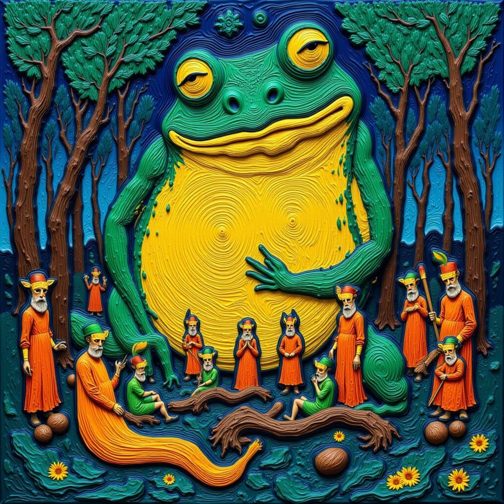 Toad Wedding in Forest, Henri Matisse Style
