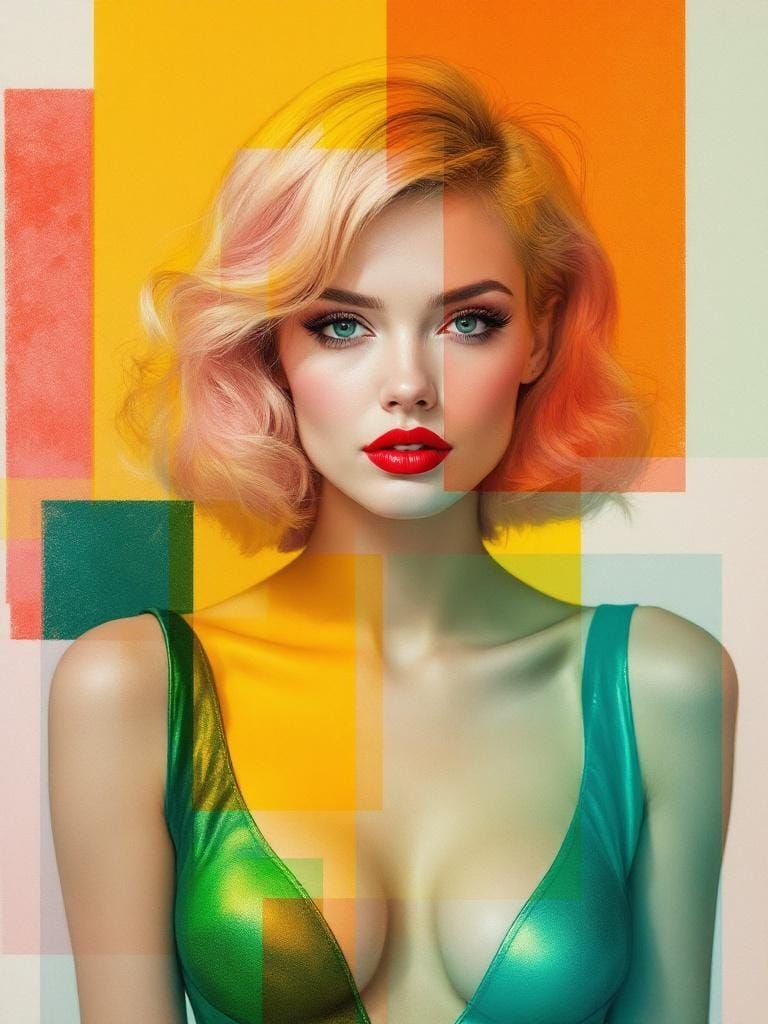 Futuristic Pin-Up in Abstract Expressionist Style