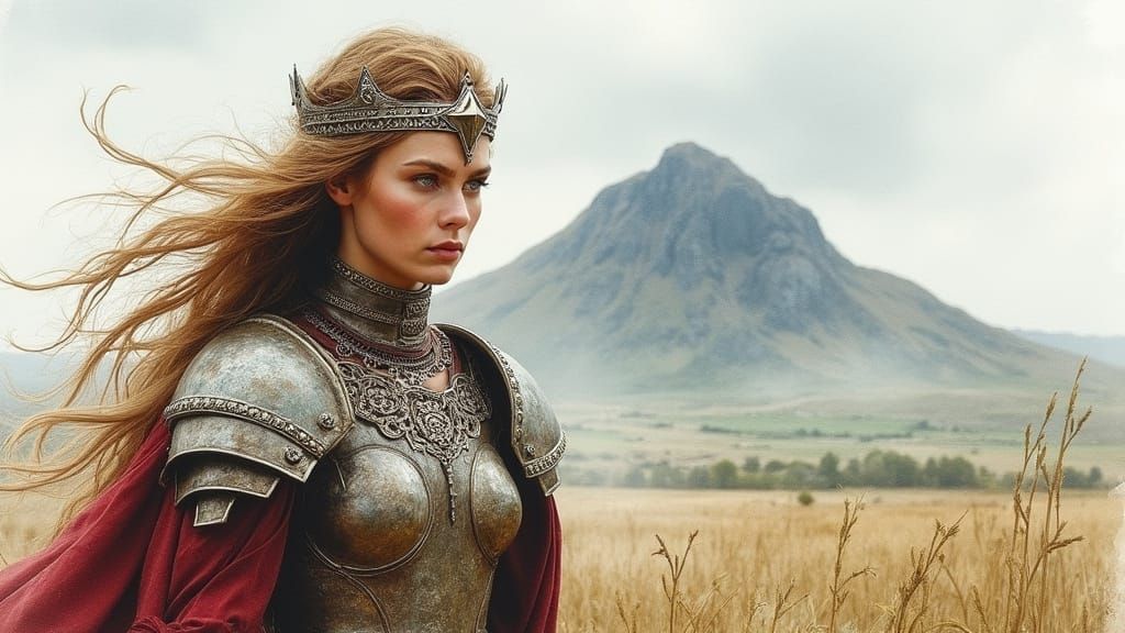 Ancient Celtic Warrior Queen in Dreamy Irish Landscape