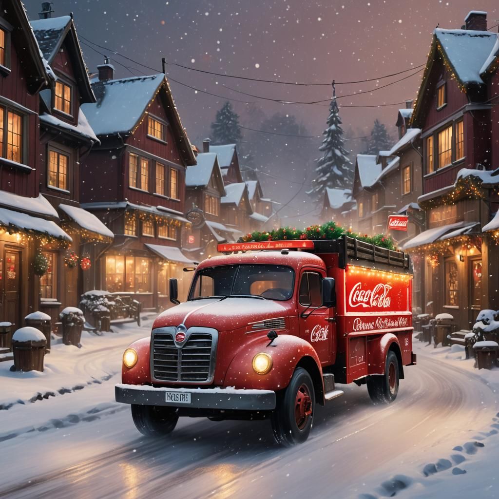 Hyper-Restored Historic Coca-Cola Christmas Truck in Snowy V...
