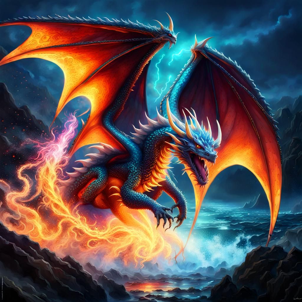 Epic Fantasy Dragon Roaring in a Magical Landscape