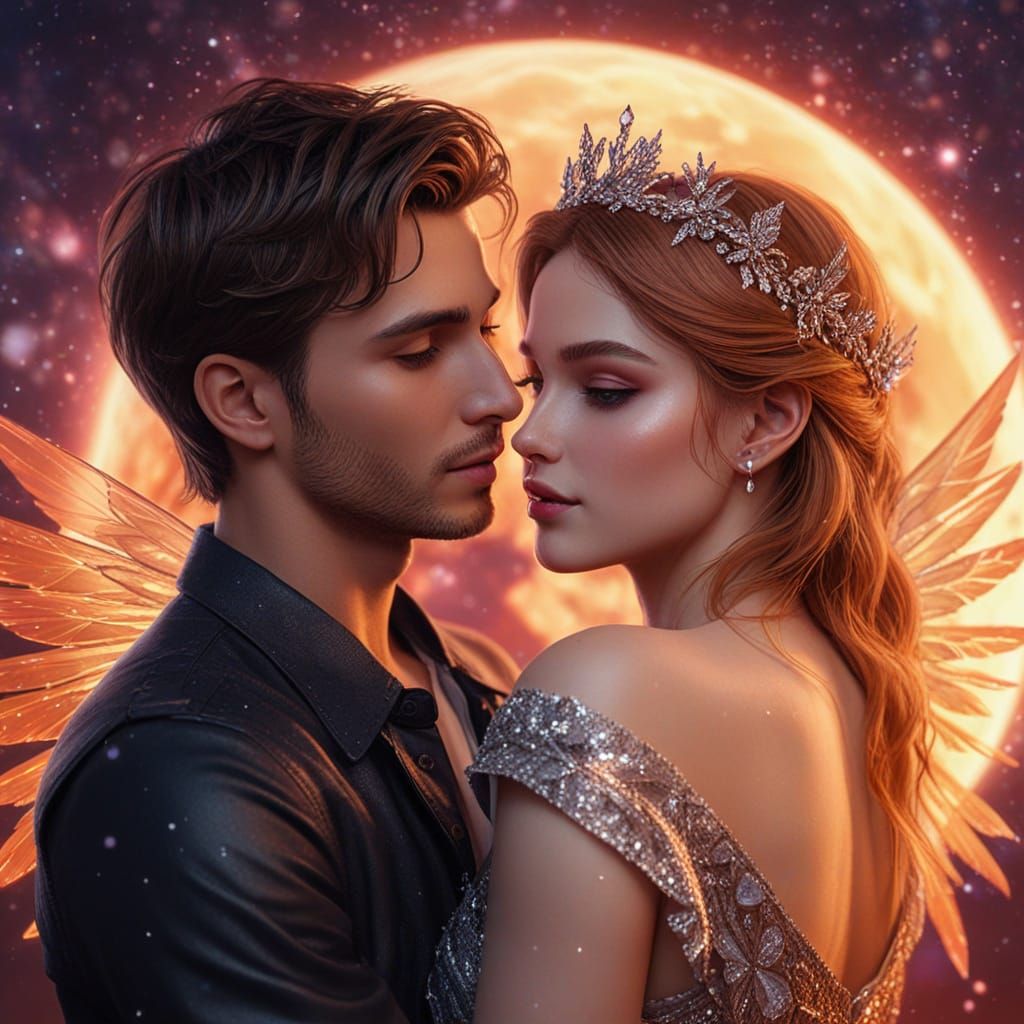 Hyper-Realistic Digital Art of Handsome Man and Neko Princes...