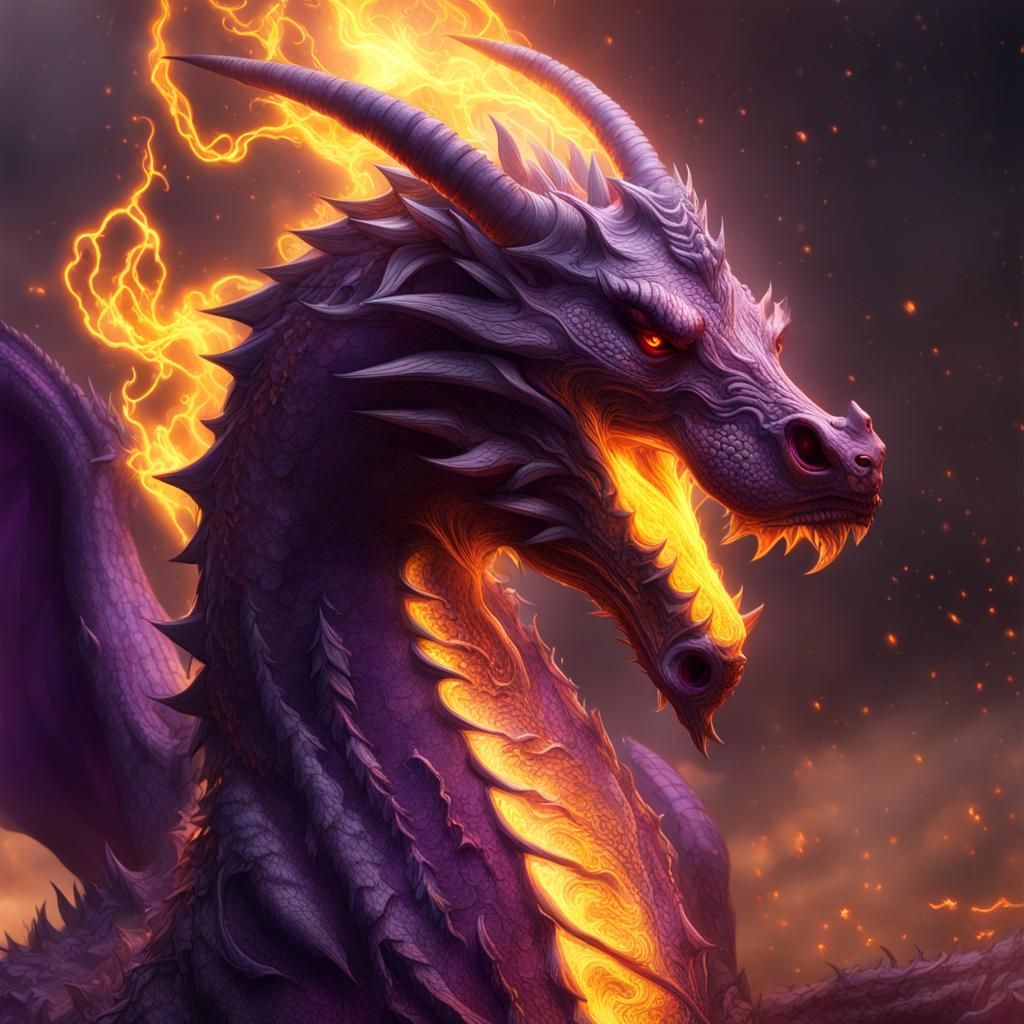 Detailed Dragon Unicorn in Dark Fantasy Art