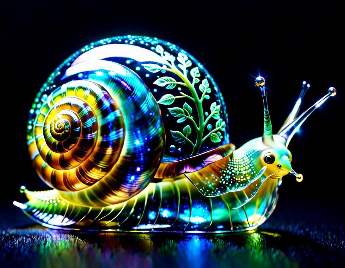 Bioluminescent Snail with Glass Shell
