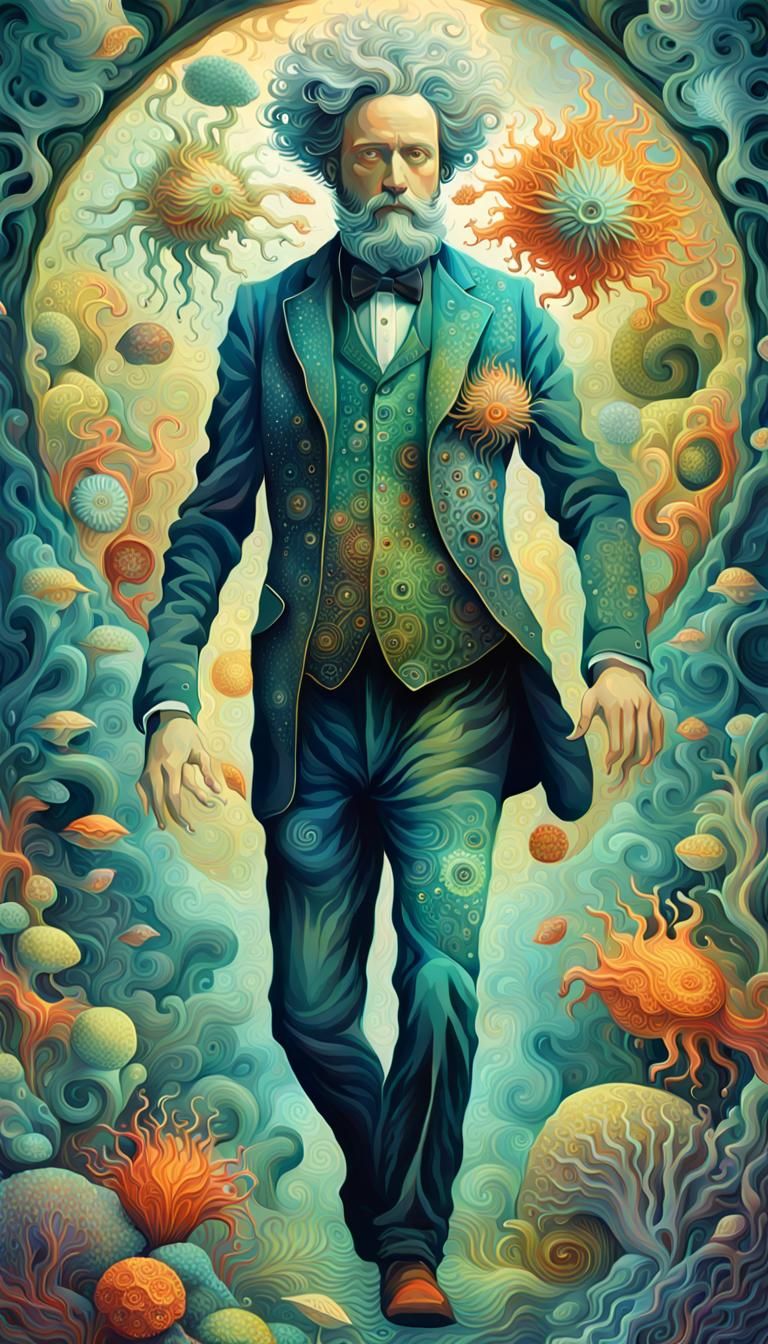 Surreal Male Figure Emerging in Digital Art