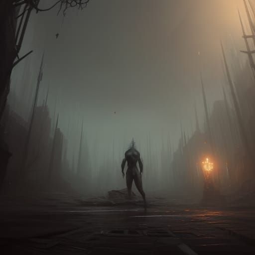 Bodybuilder Among Us Character in Dark Fantasy Style