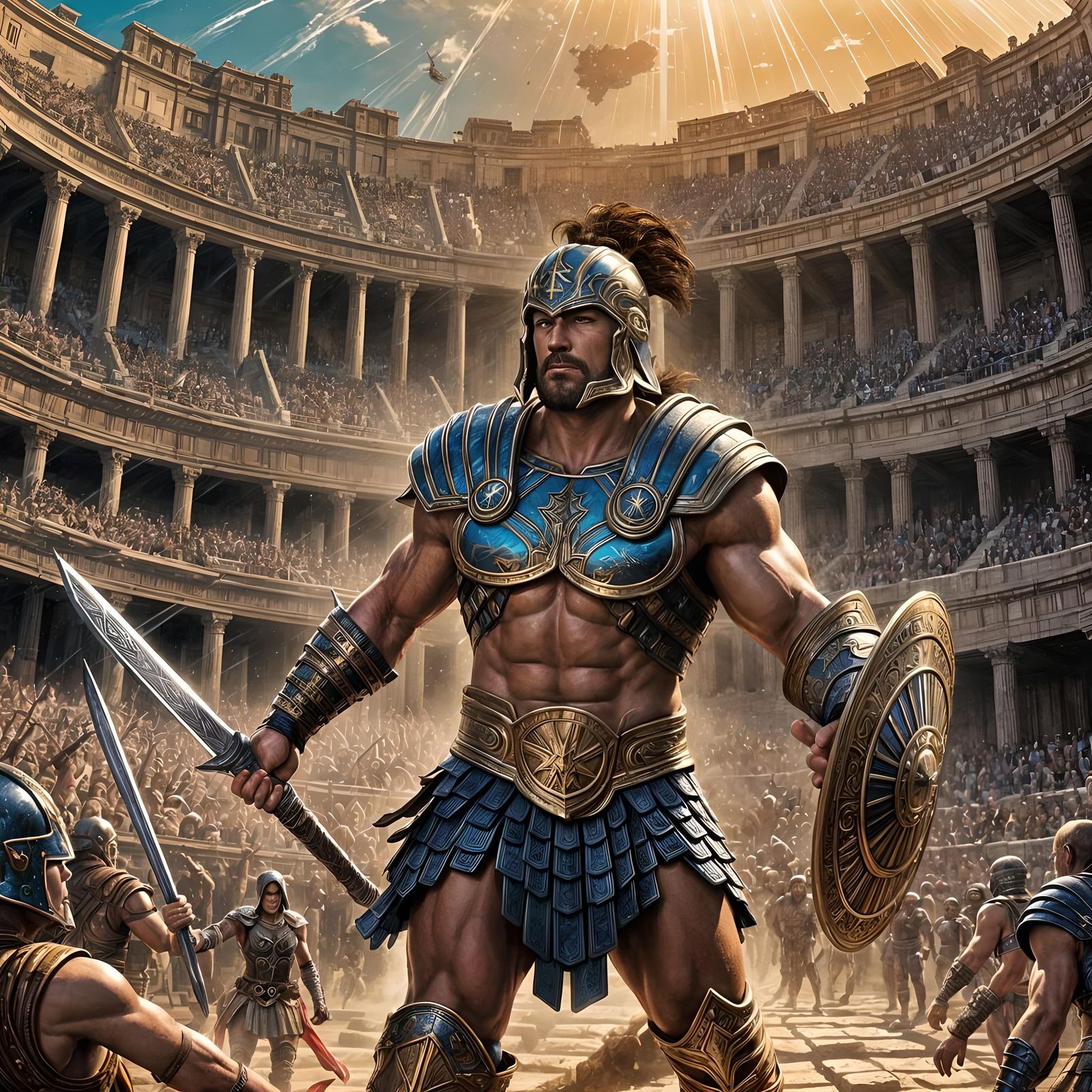 Gladiator in Comic Book Art Style