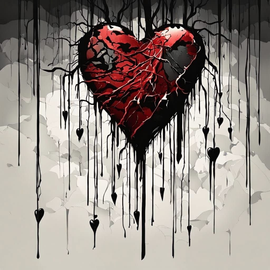 Cartoon Heart Breaks Apart in Dramatic Cinematic Still