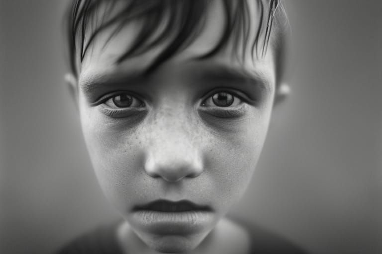 Dramatic Close-Up Portrait in Natural Ambient Light