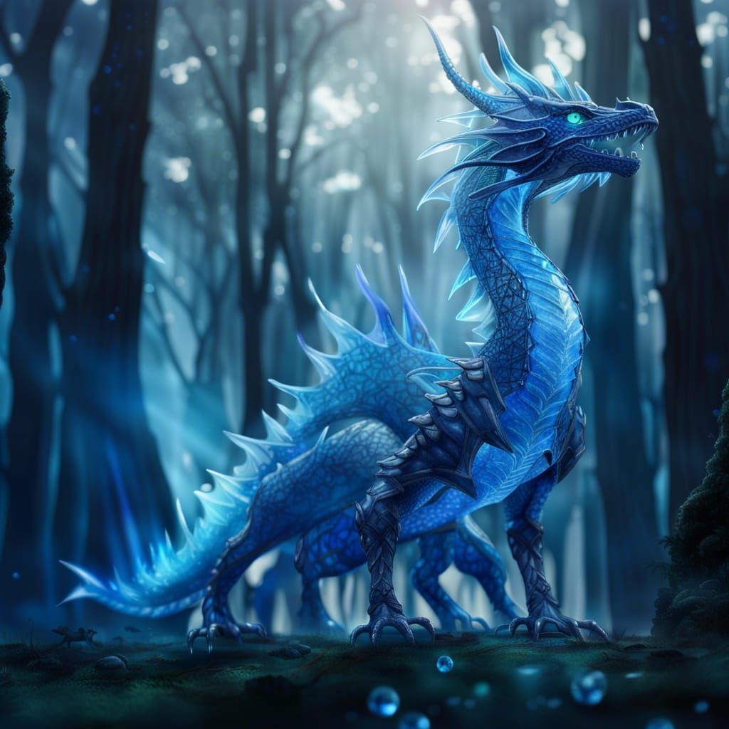 Glass Dragon in Crystal Forest Digital Painting