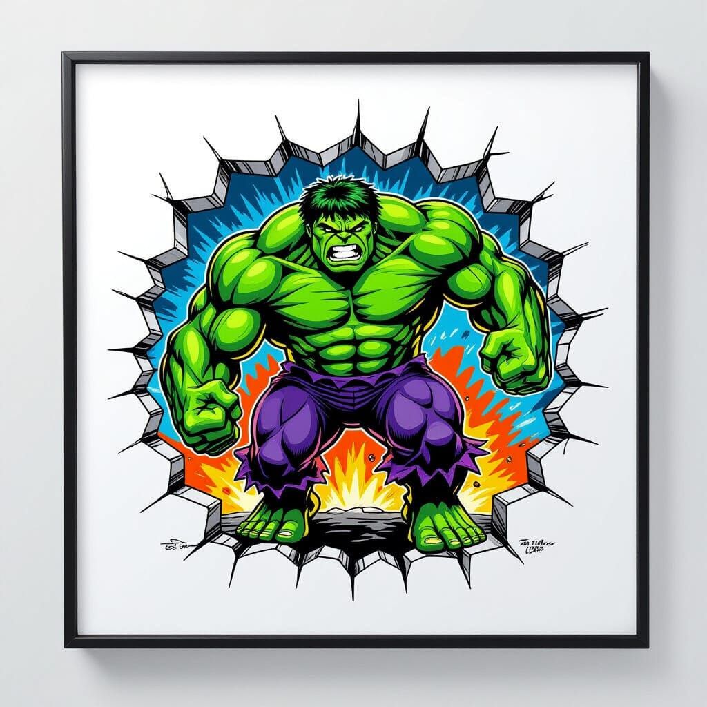 Hulk Smashing Through Wall: Bead Art Creation