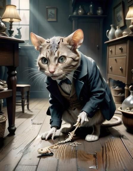 Detective Cat in Film Noir Style