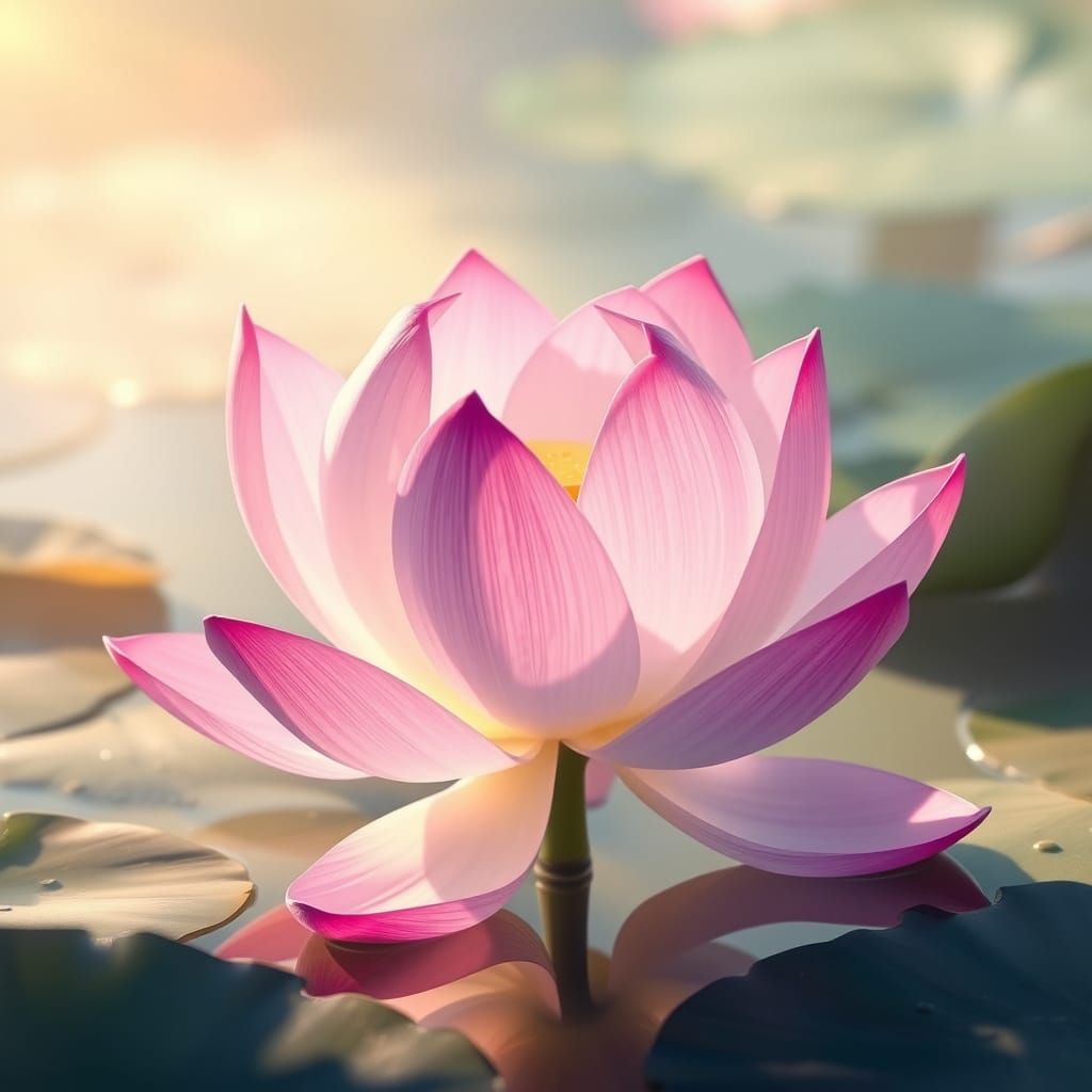 Sapphire Lotus in Dreamy Digital Illustration Style