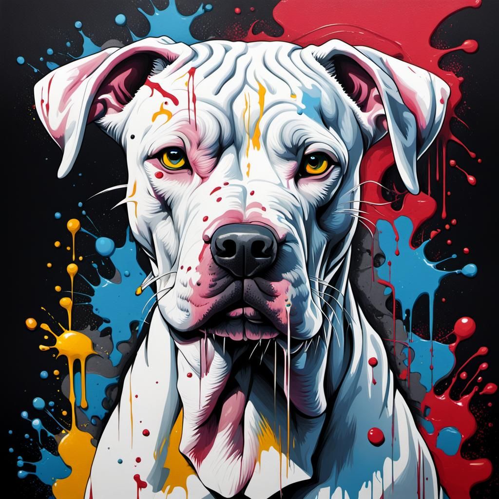 Dogo Argentino in Graffiti Splash Art Style