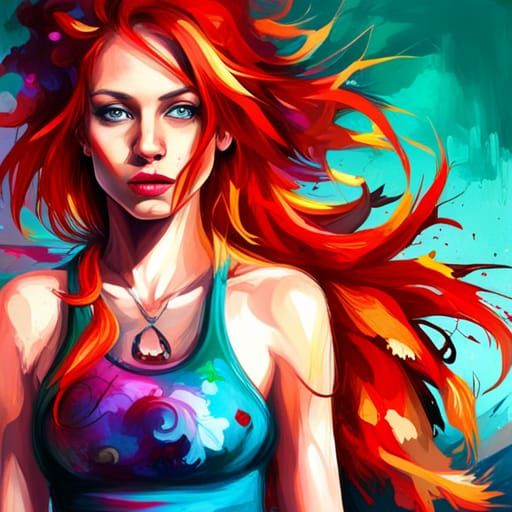 Gorgeous Artist Girl in Graffiti Splash Art Style