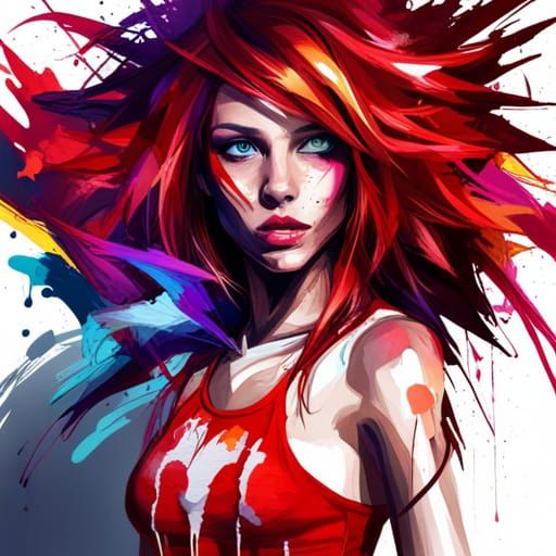 Gorgeous Girl in Graffiti Art Style