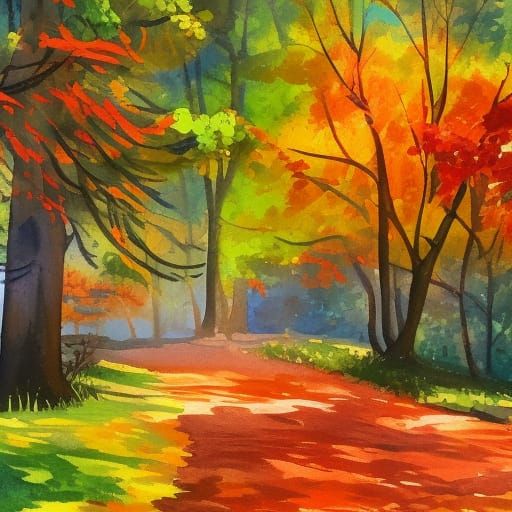 Impressionist Gouache Fall Leaves in 8k Resolution