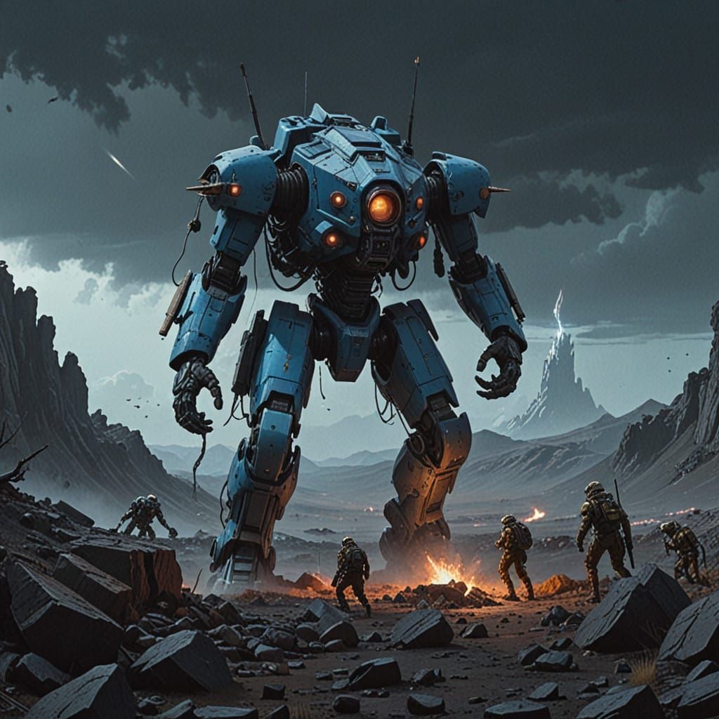 Futuristic Marines Clash with Alien Soldiers in Lunar Crater