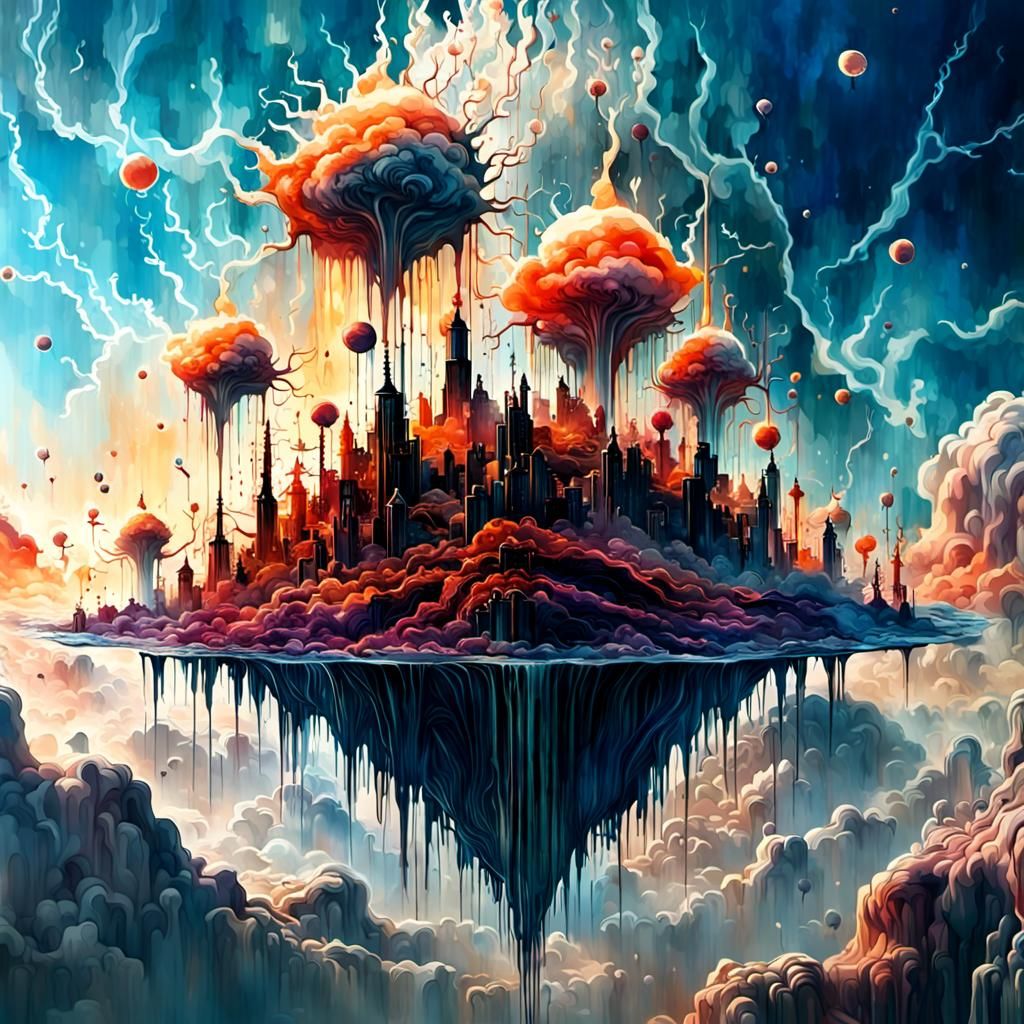 Surreal Dreamscape with Impossible Stairway