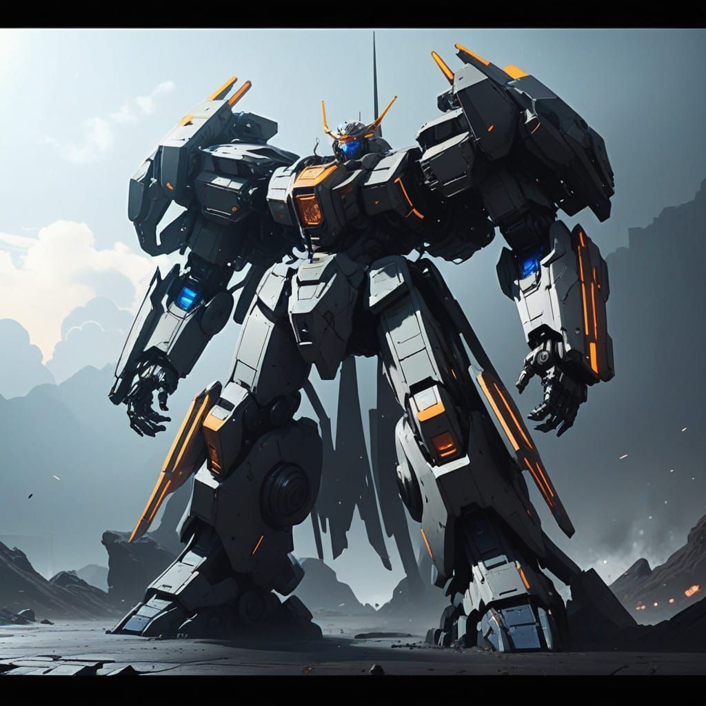 Epic Sci-Fi Mech in Neon Hues