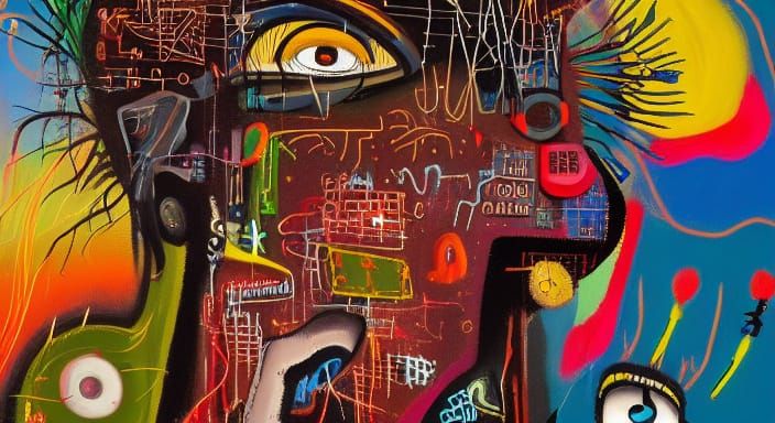 Surreal Unicorn Dissection Mural Inspired by Basquiat