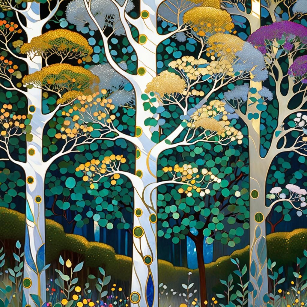 Eucalyptus Grove in Art Nouveau Style