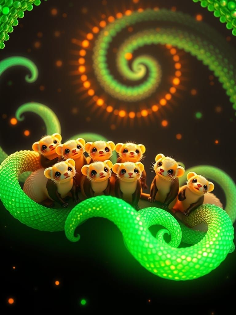 Joyful Ferrets Sculpted from Translucent Glass Beads