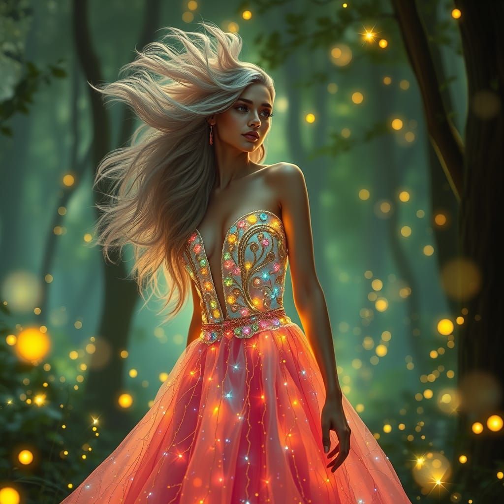 Bioluminescent Fiber Optic Figure in Hyperrealism