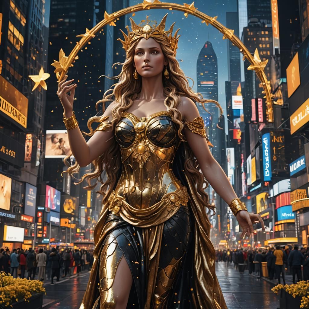 Aphrodite in Times Square: Hyperrealistic Matte Painting