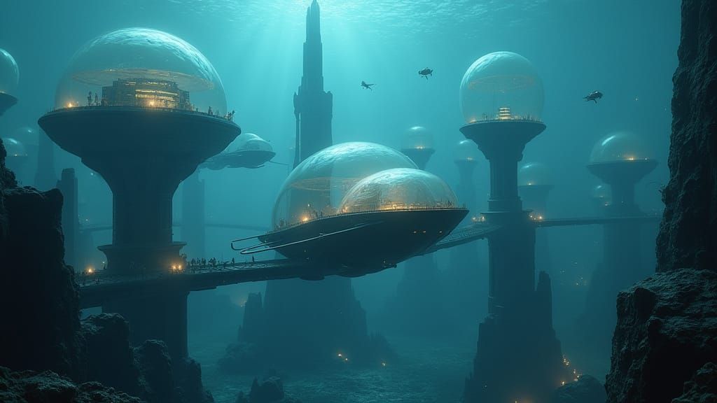 Glowing City of Translucent Spheres Rises from Ocean Floor